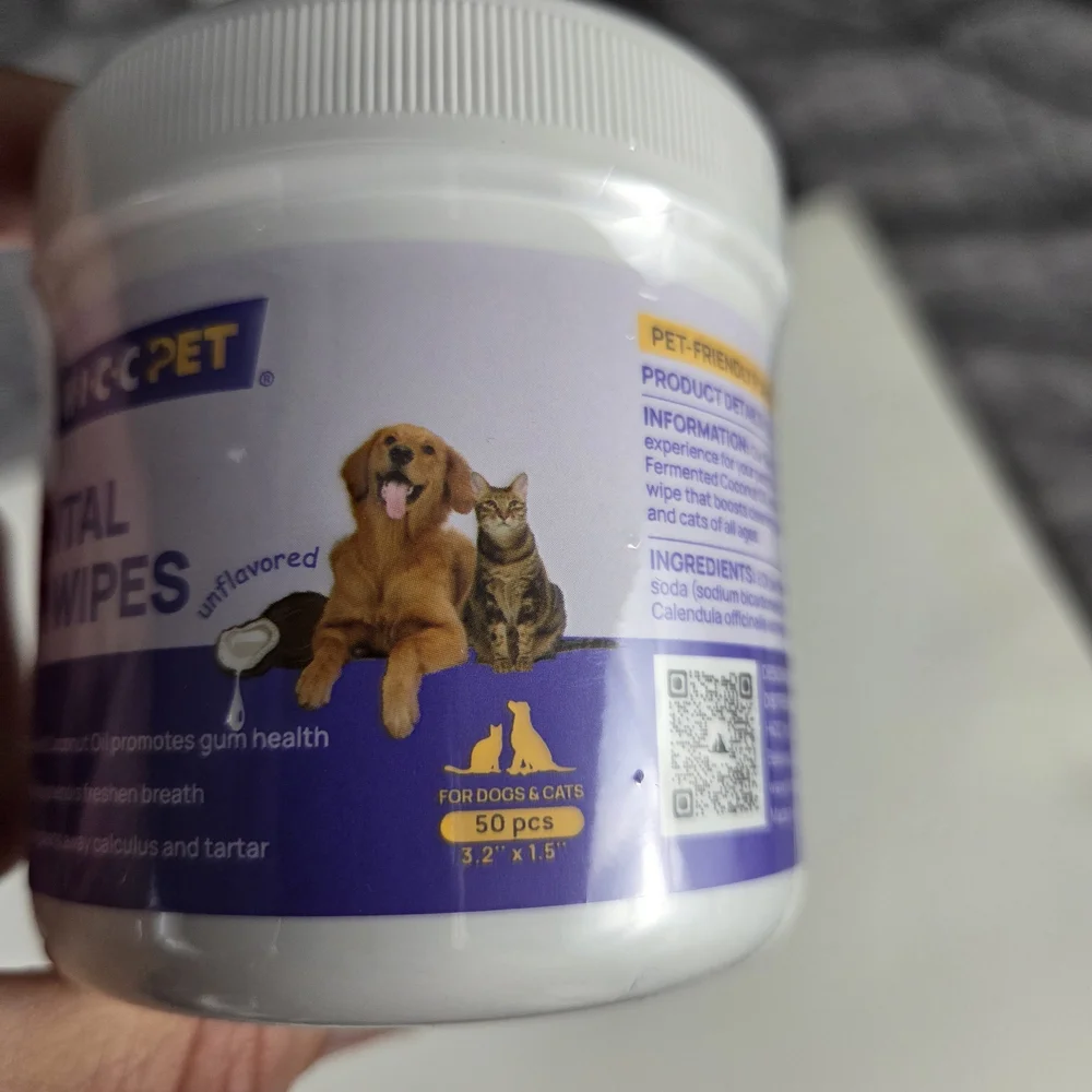 HICC PET Pet Dental Finger Wipes NEW 50 Ct -Unflavored -Cocoplex -For Dogs/Cats